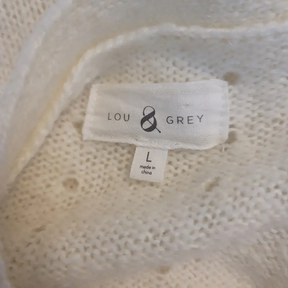 Lou & Grey Acrylic/Nylon/Wool/Alpaca Cream Waterfall Front Cardigan Women L - Picture 4 of 5